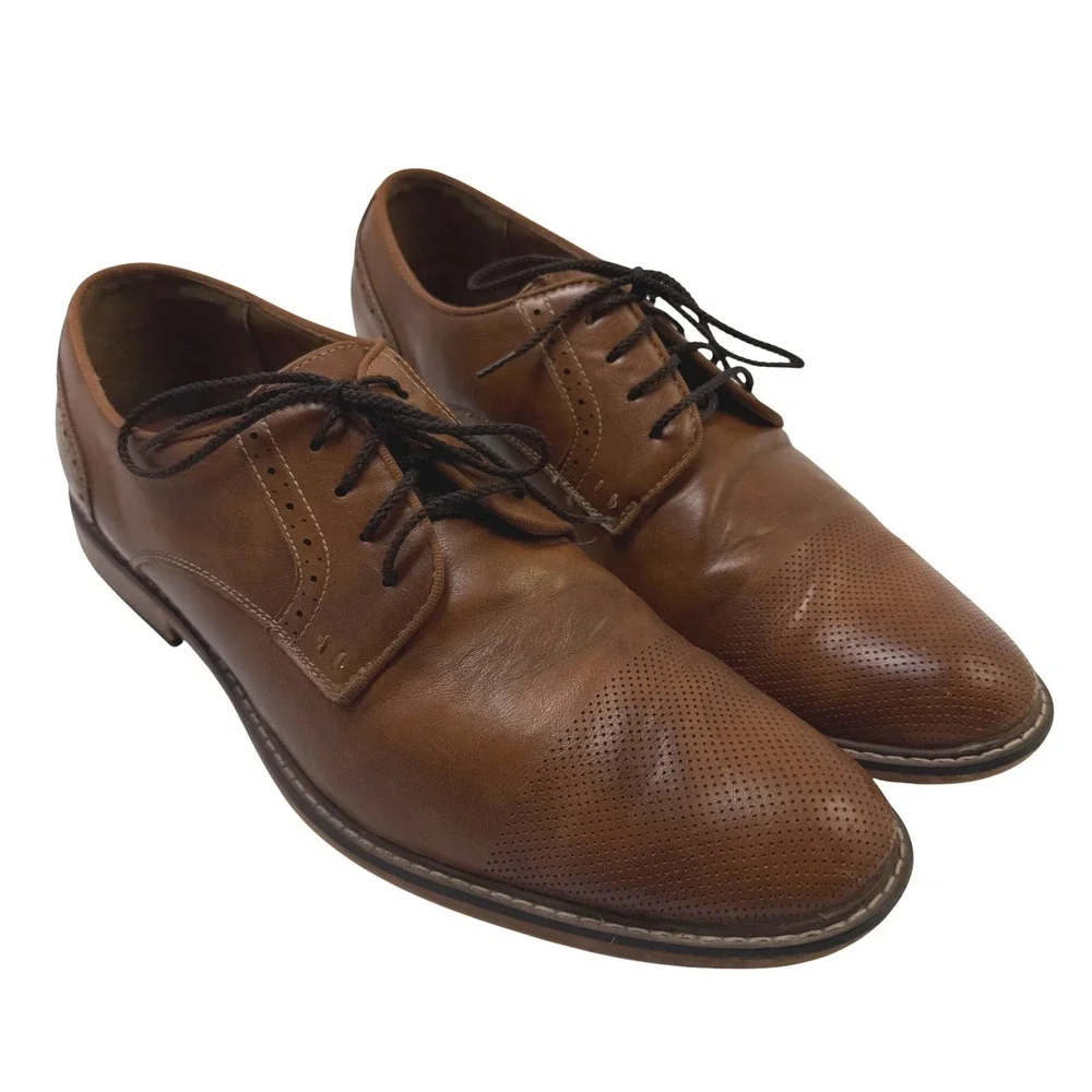 Steve Madden Mens Perforated Cap Toe‎ Brown Oxfords Size 12 Zero Grand Insoles